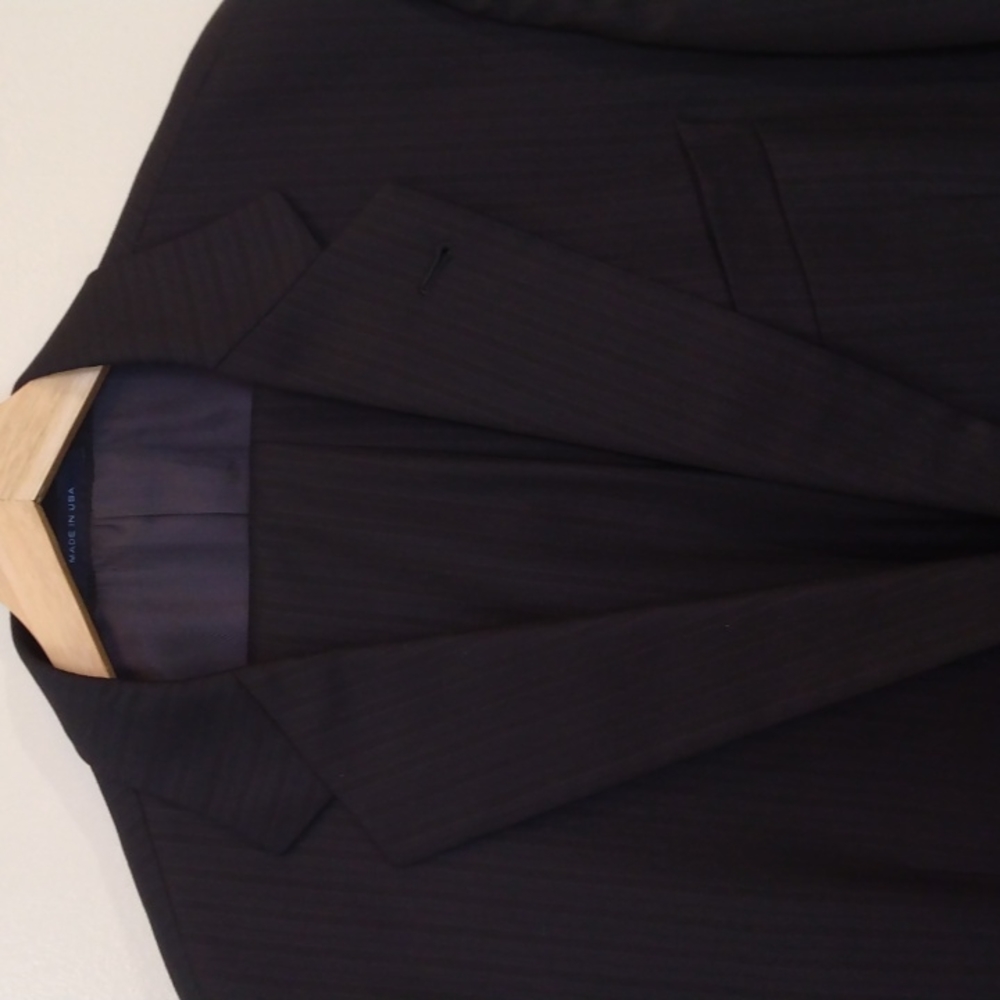 Loro Piana - Joseph Abboud Black Hairline Stripe Suit 42R *